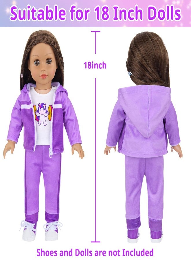 Ecore Fun 18 Inch Doll Clothes and Accessories- Sport Outfit Set, 10 Pcs Girl Doll Clothes Include Sweatshirt Suit, Sport Bag, Headbands ect- Fit Sports Dress up Game - Image 4